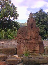 A typical stone Tiki or statue