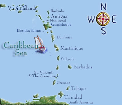 Map of the Caribbean.